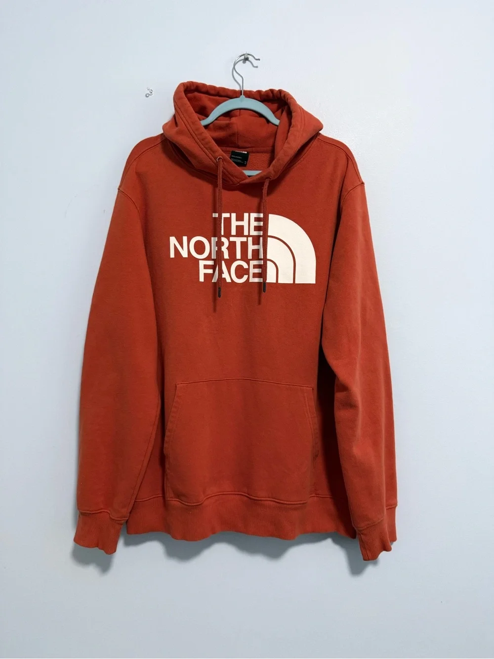 The North Face Men’s XL Hoodie Rust Orange Logo Pullover Sweatshirt